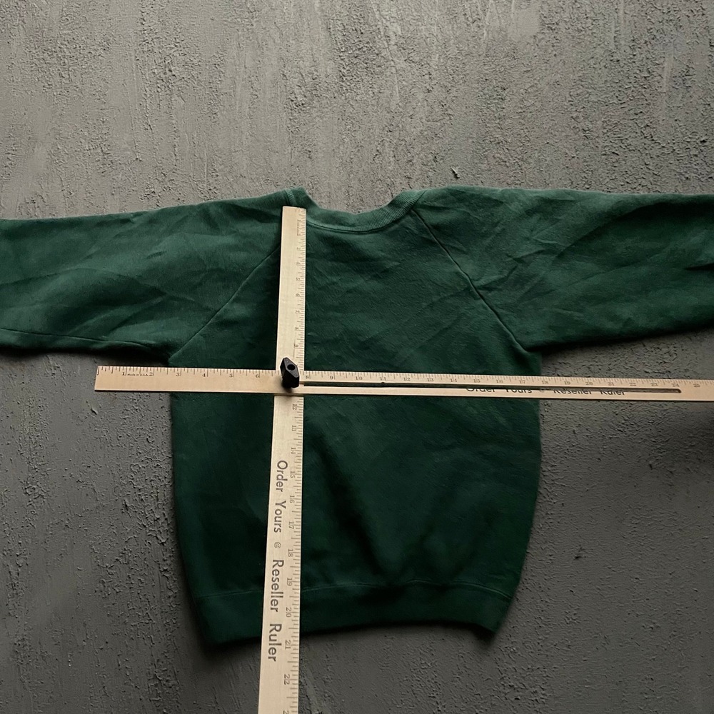 Vintage Crewneck Sweatshirt Unisex Small Green 80s Fruit of the Loom - Picture 3 of 6